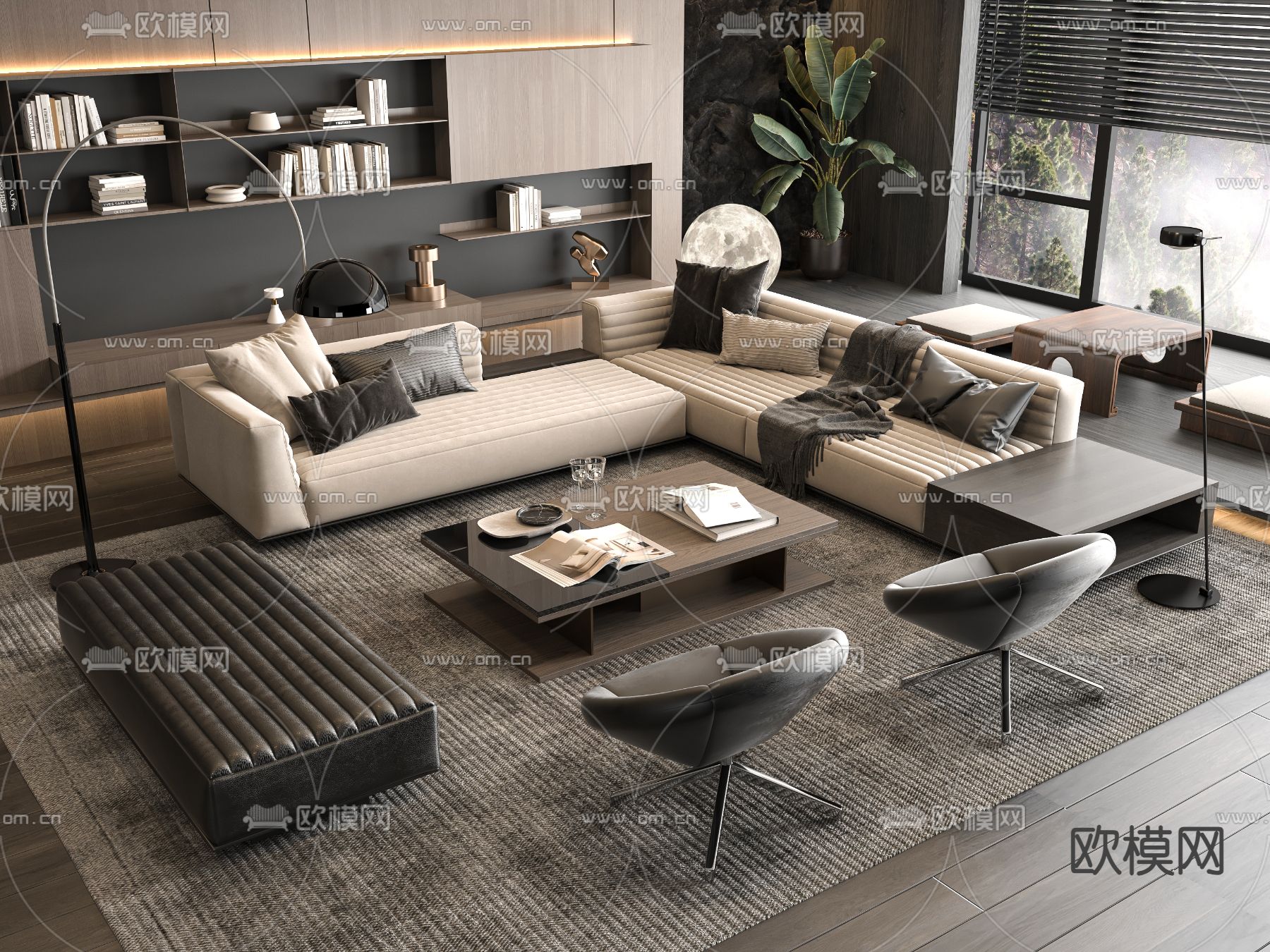 Minotti 意式组合沙发 转角沙发3d模型下载