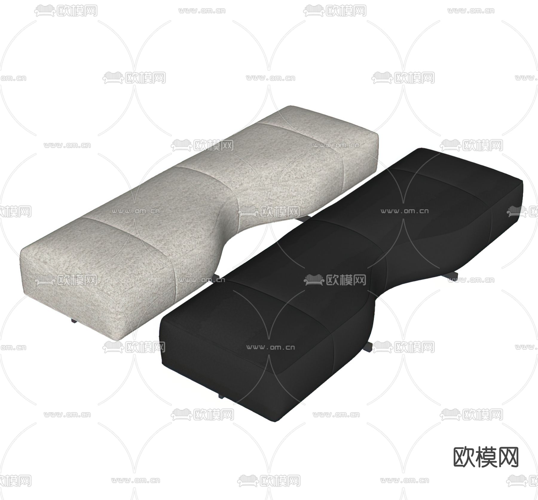 Minotti 沙发凳 床榻su模型下载（渲染图1）