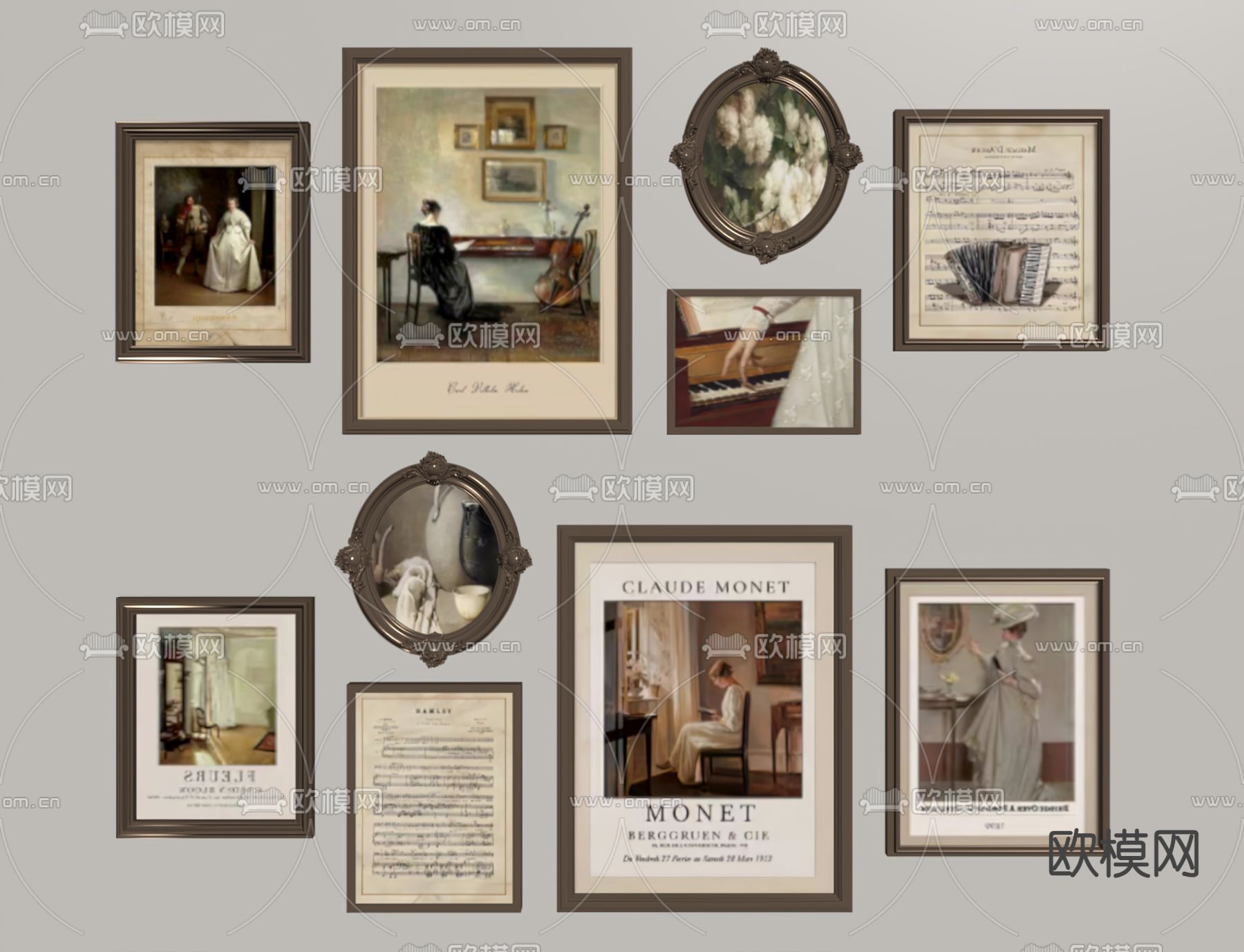 美式装饰画 挂画su模型下载（渲染图1）