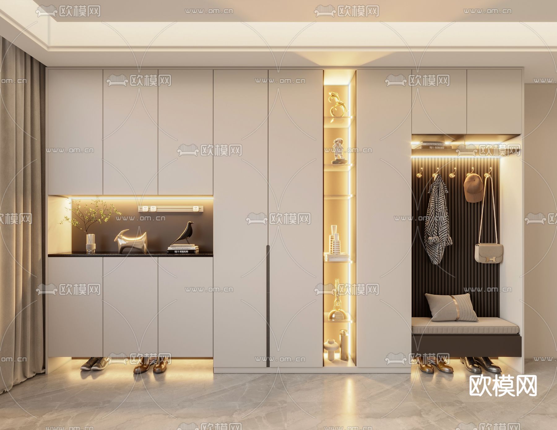 现代鞋帽柜3d模型下载