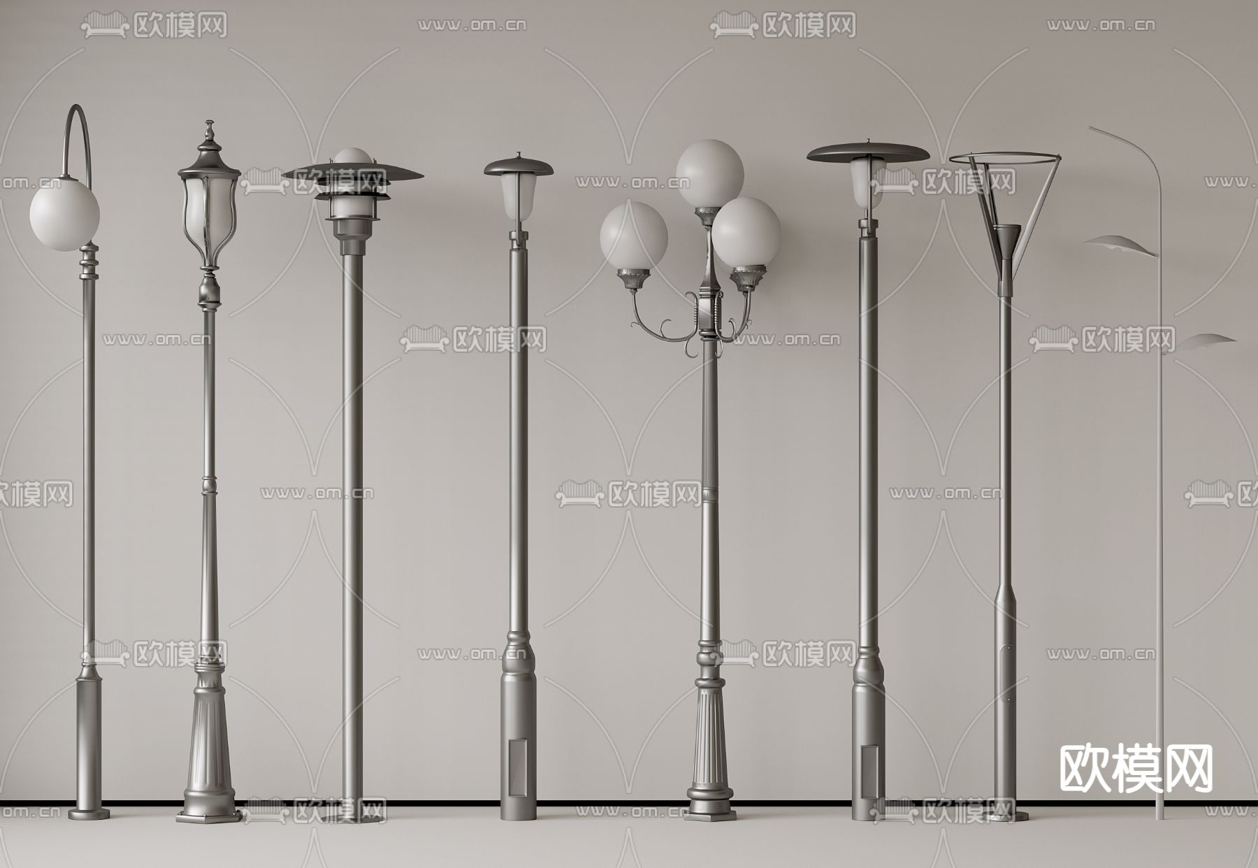 路灯 单臂路灯 庭院路灯 景观路灯3d模型下载