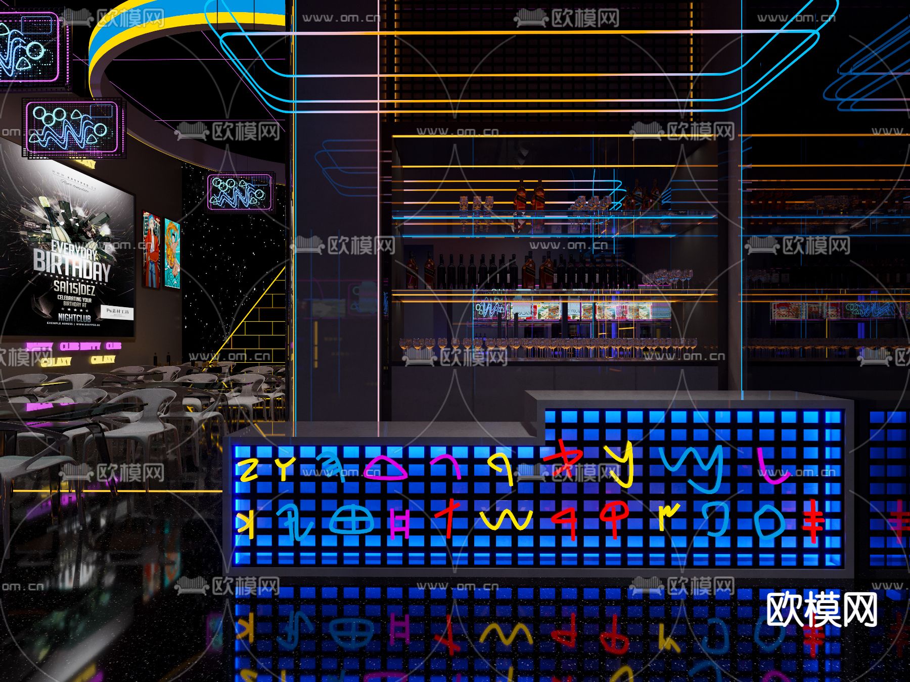 现代酒吧3d模型下载（渲染图3）