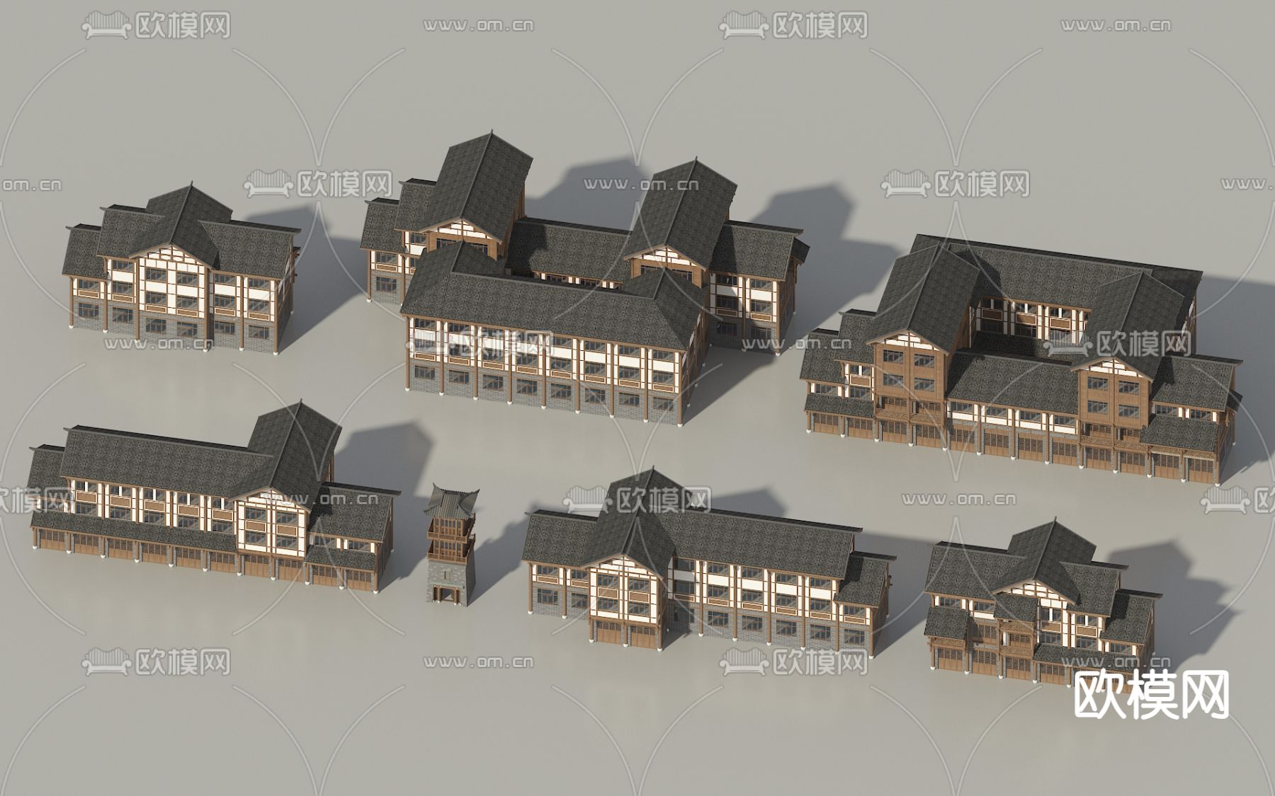 中式古建 民宿外观 乡村民房su模型下载（渲染图2）