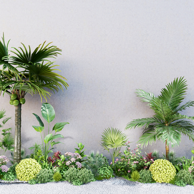  花境 乔木 灌木球 棕榈树 绿植堆 植物堆su模型 