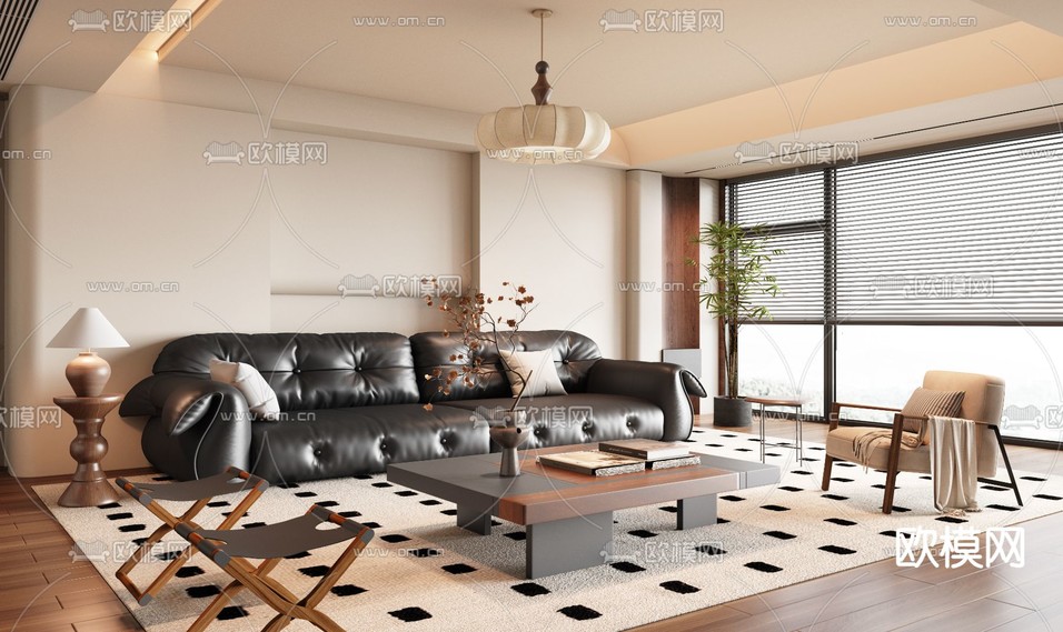 北欧组合沙发3d模型下载(渲染图1)