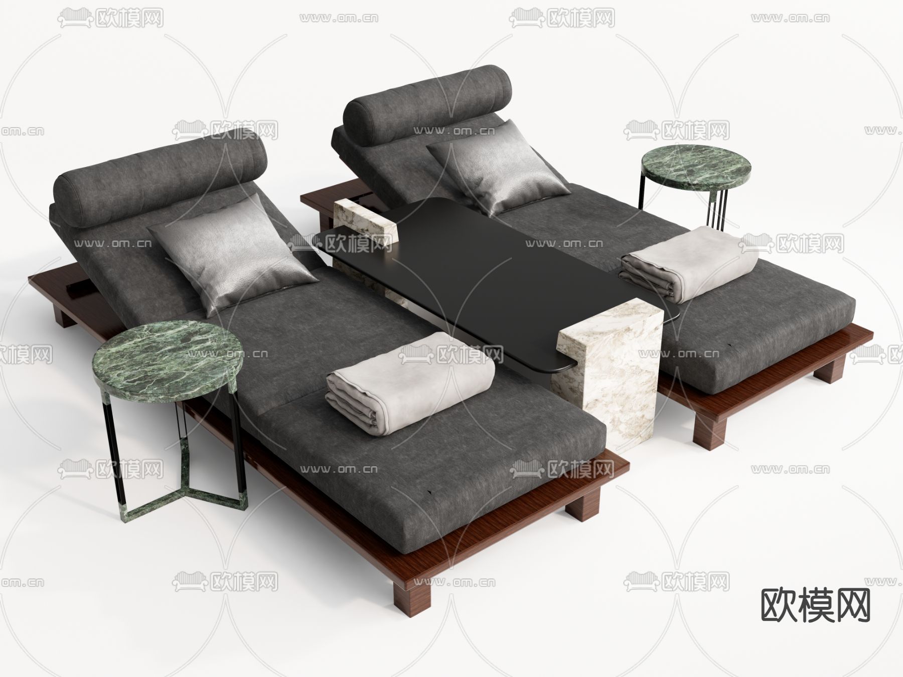 现代躺椅 沙滩椅su模型下载（渲染图2）