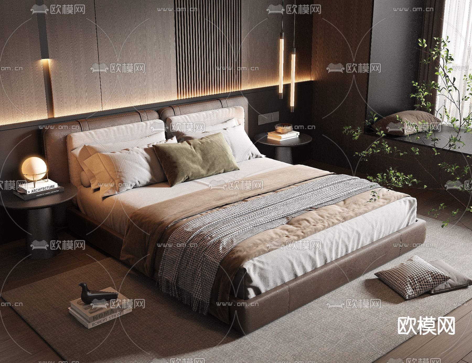 Minotti 双人床su模型下载（渲染图2）