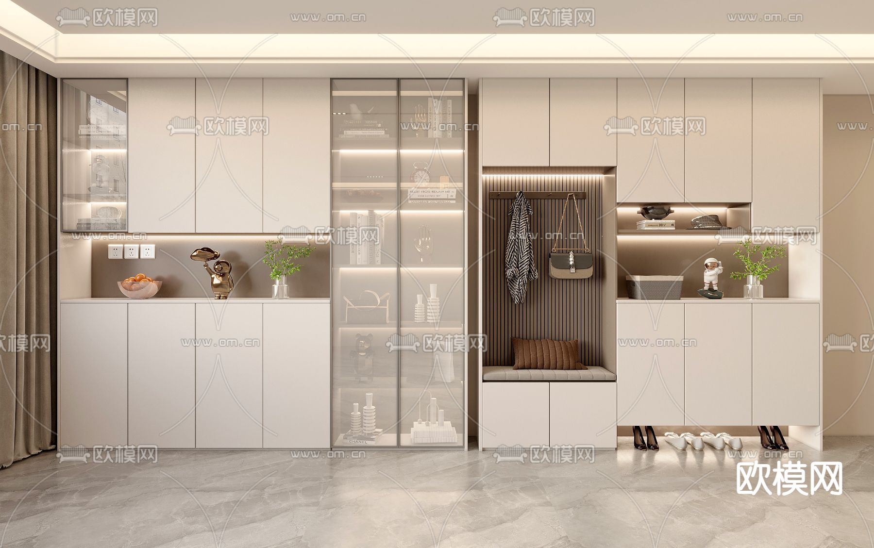 现代玄关鞋柜 鞋帽柜3d模型下载