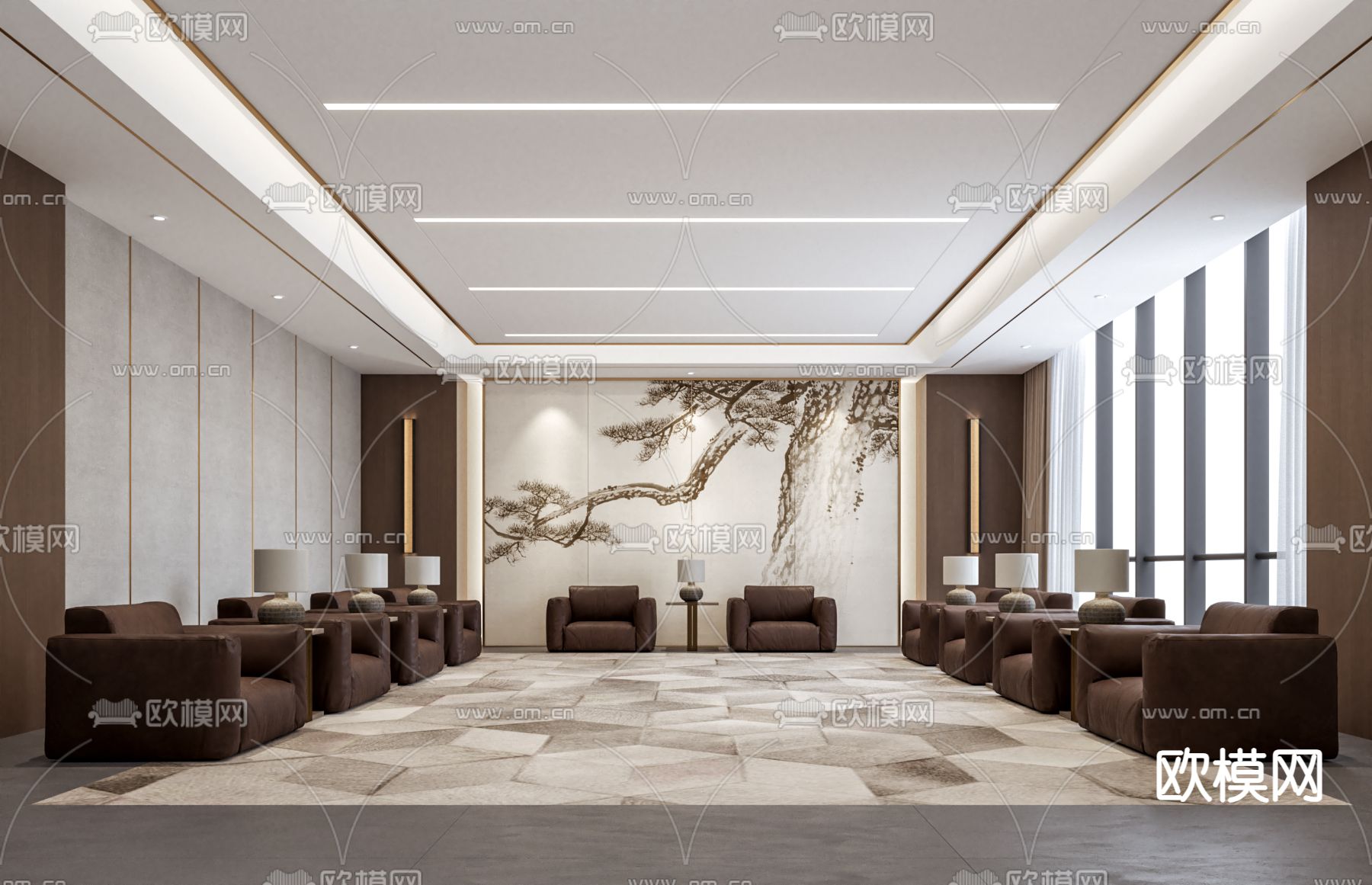 现代接待室 贵宾接待室su模型下载（渲染图2）
