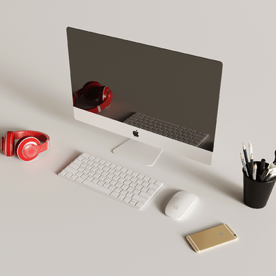  台式电脑 手机耳机su模型 