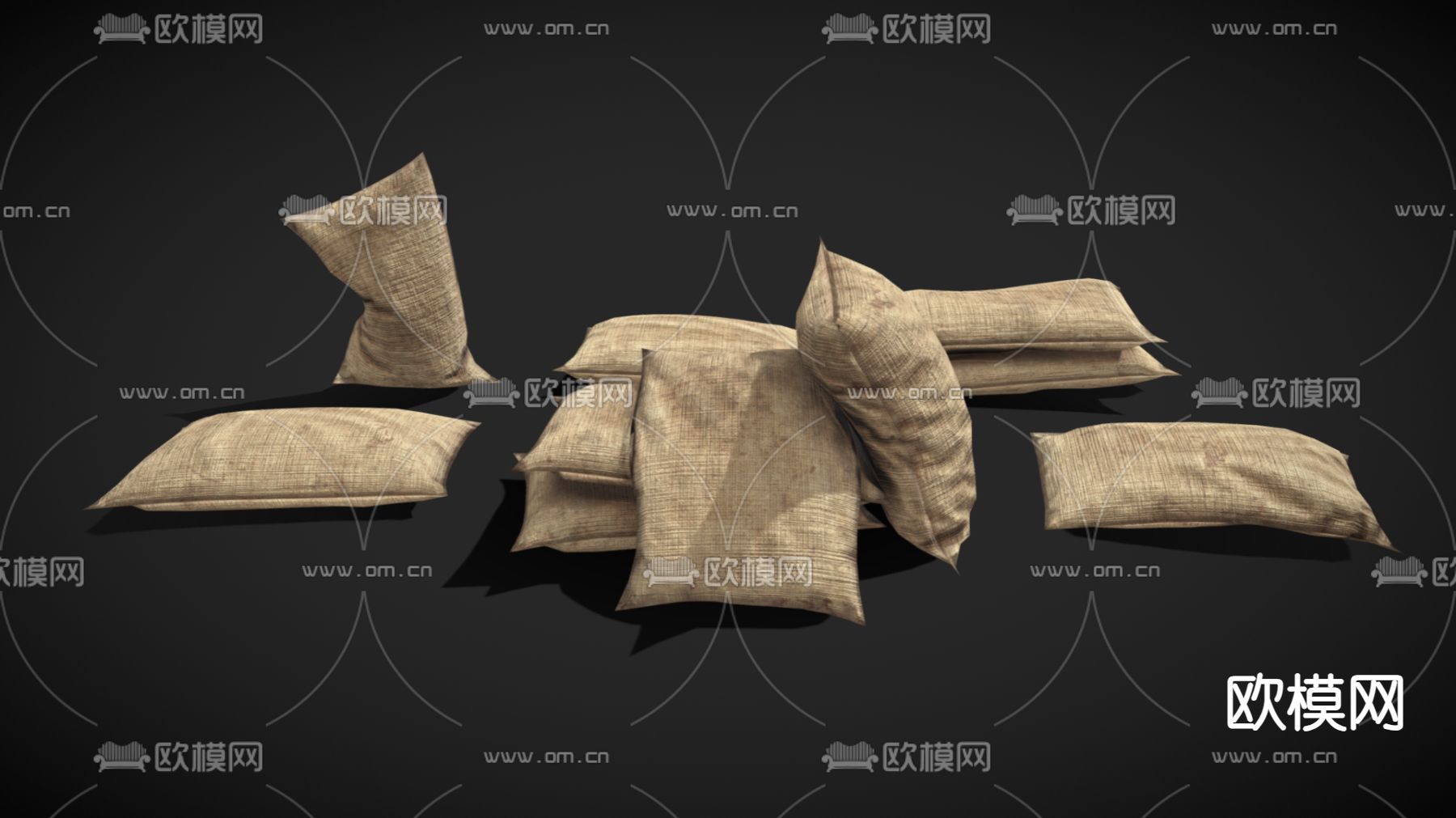 工业风麻袋 麻布3d模型下载（渲染图2）