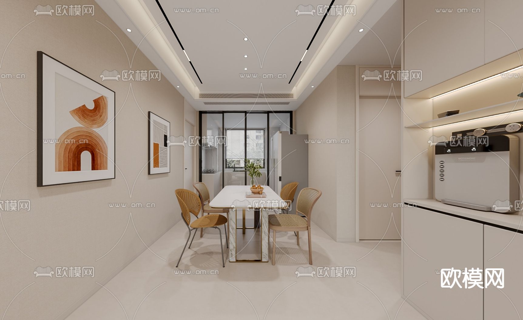 北欧客餐厅3d模型下载（渲染图2）