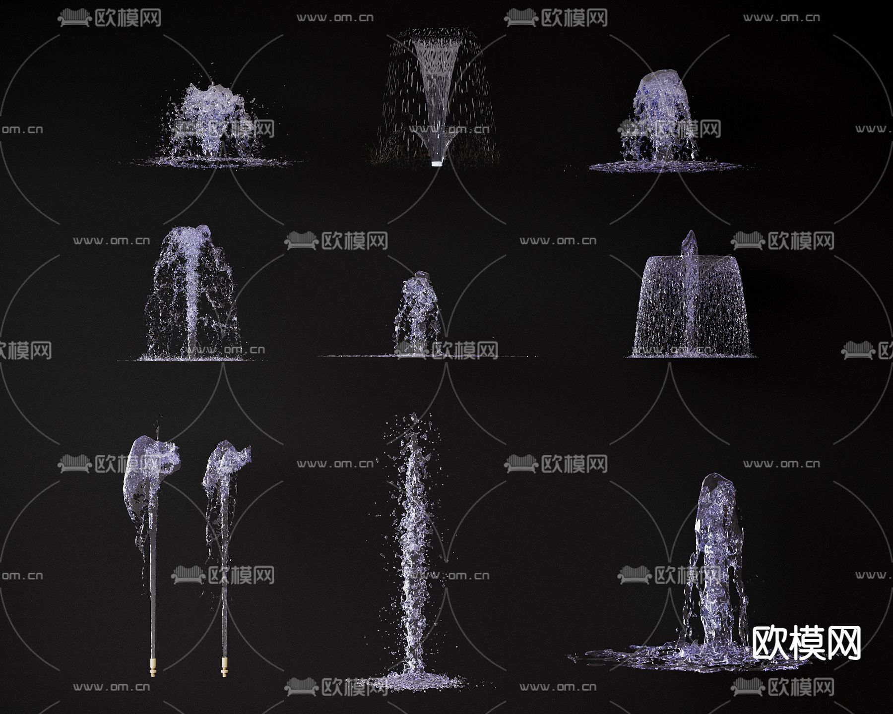 喷泉 流水 跌水3d模型下载