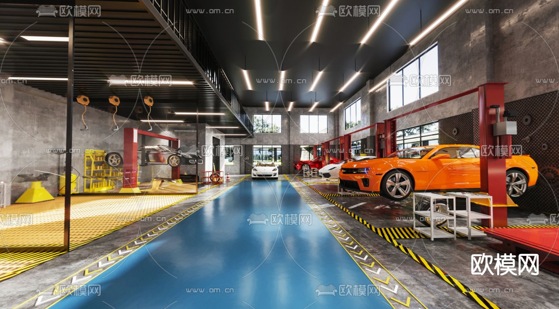 汽修店 修车店3d模型下载（渲染图2）