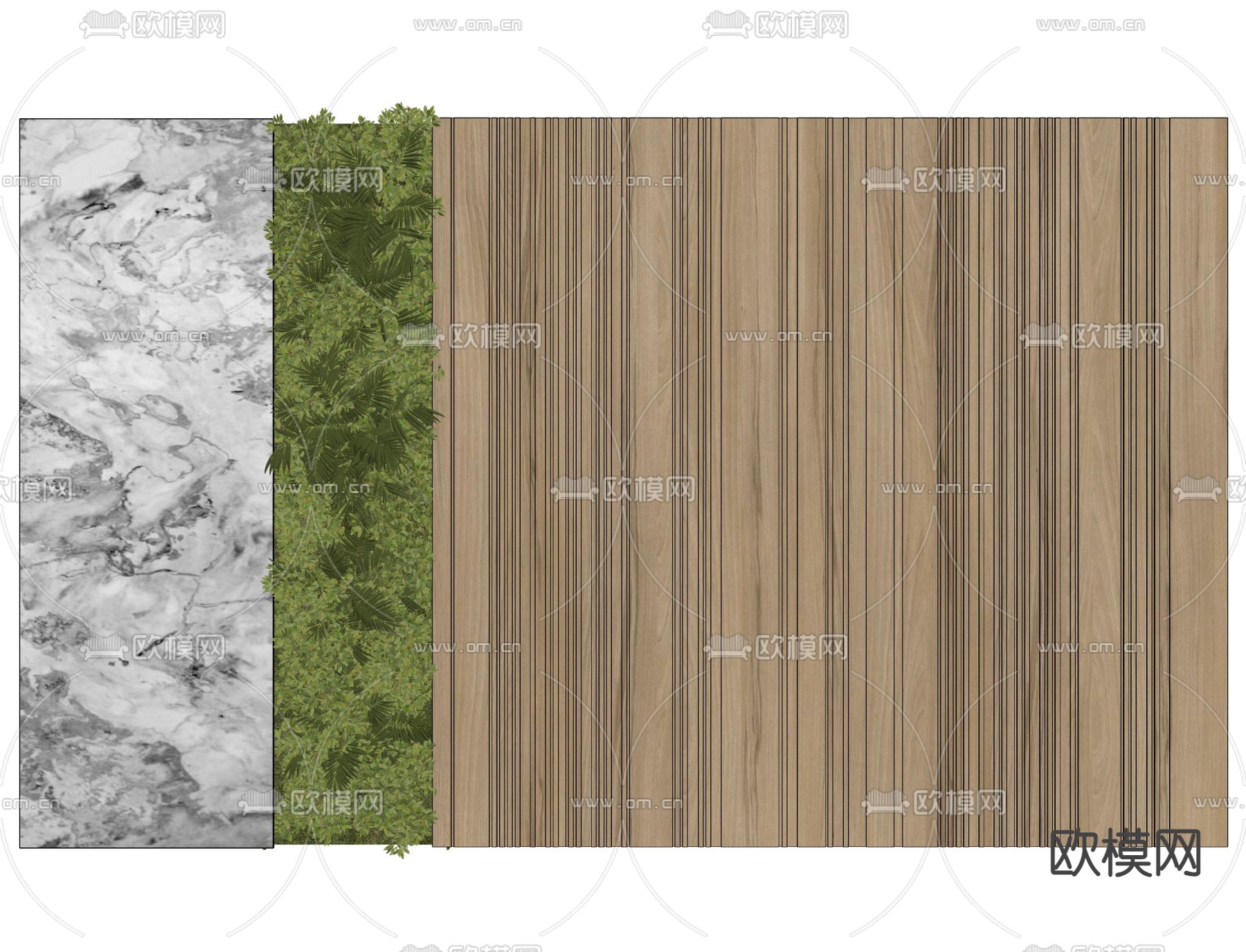 绿植造型背景墙 绿植墙su模型下载（渲染图1）