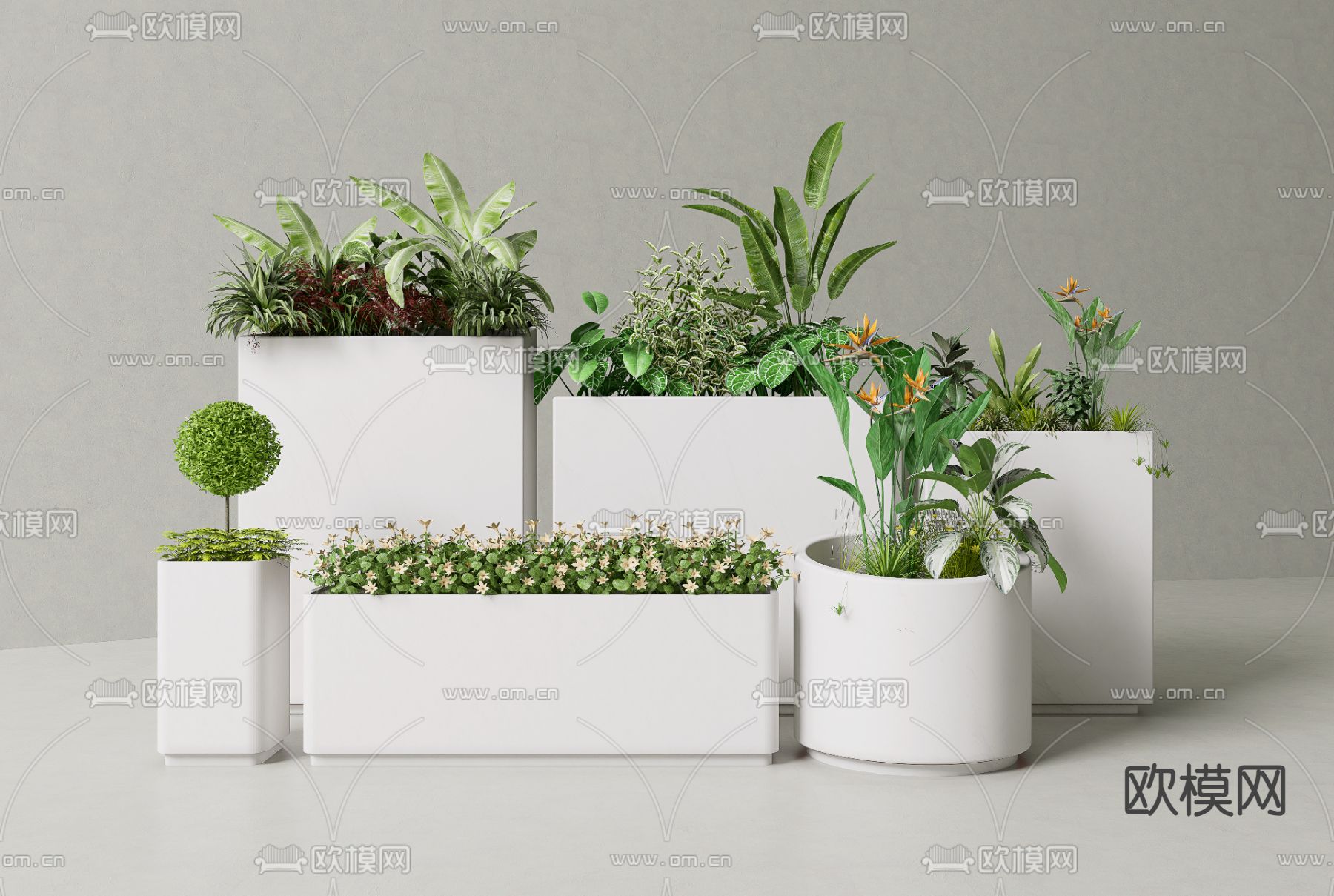 植物堆 花箱 花坛su模型下载（渲染图2）
