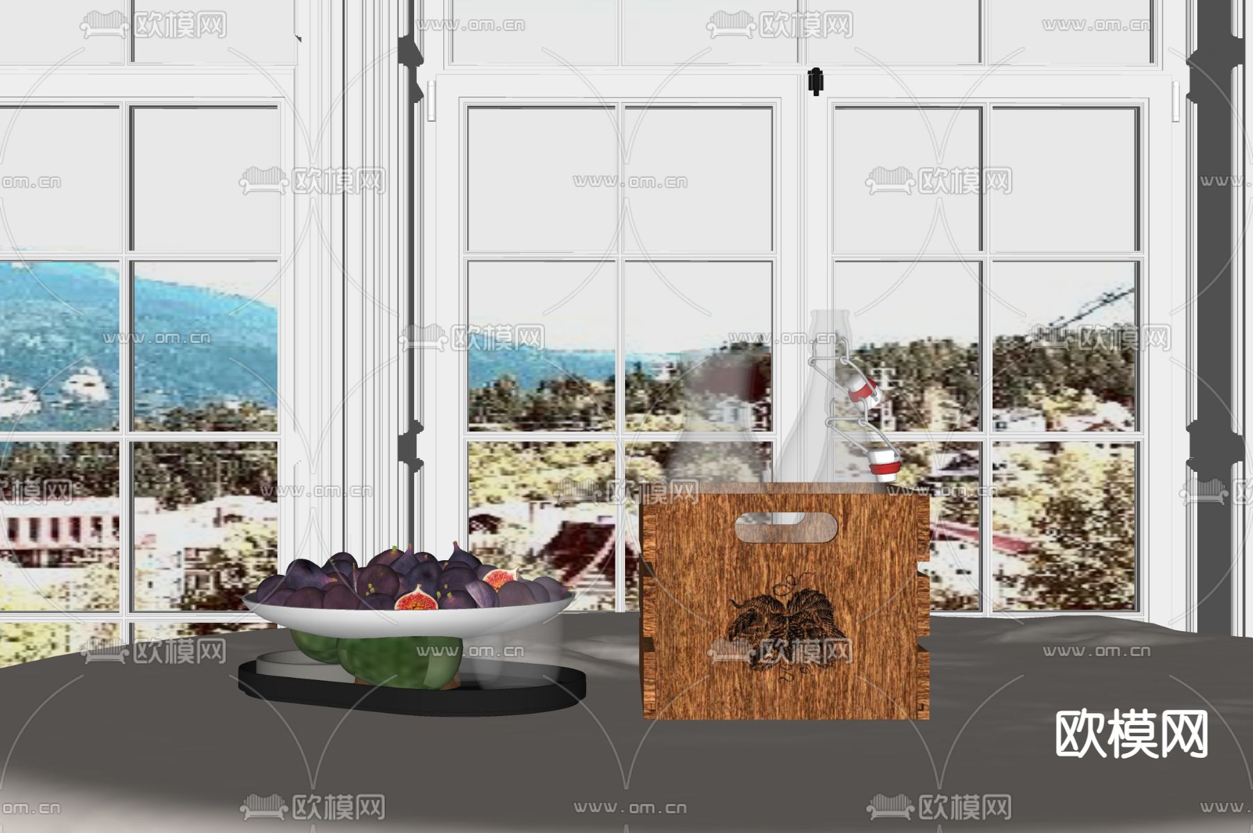 水果 果盘 饮具 无花果su模型下载（渲染图1）