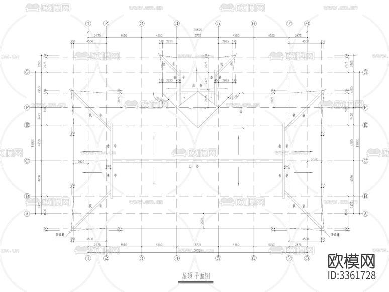 天王殿中式古建CAD施工圖下載(渲染圖6)