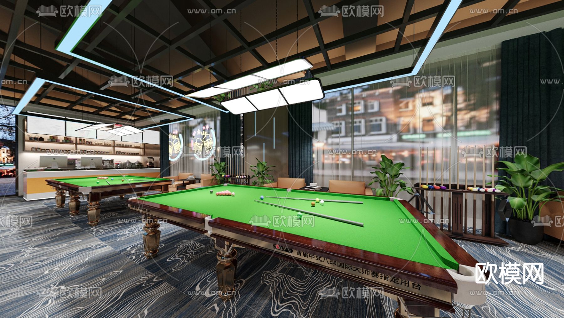 台球室 台球厅3d模型下载（渲染图2）