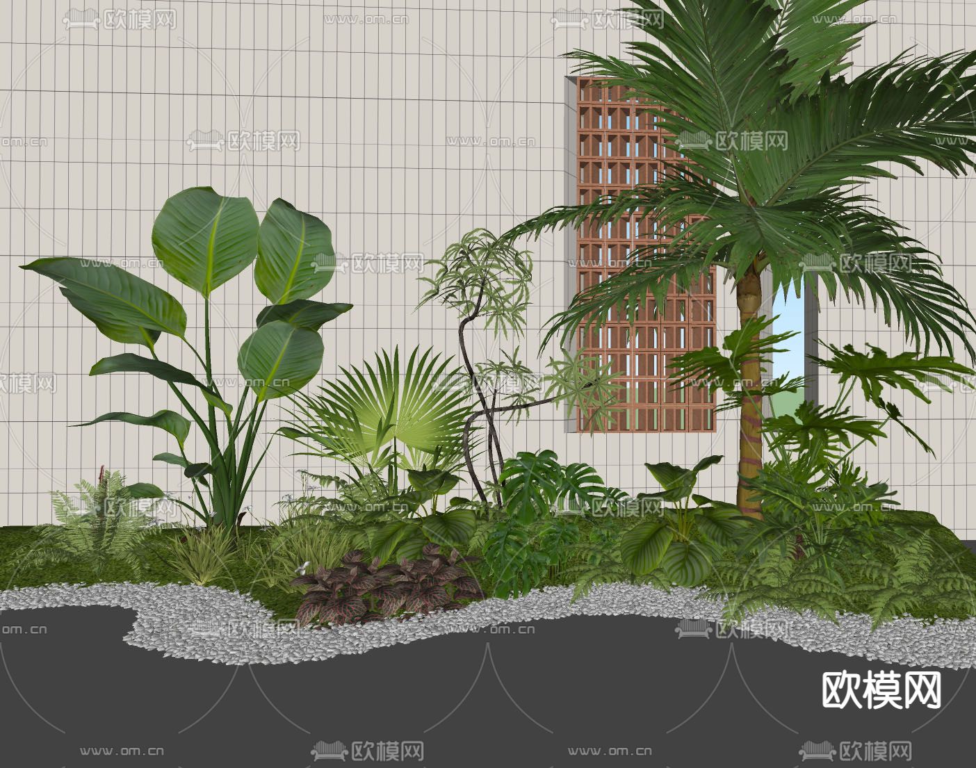 花境植物堆 灌木su模型下载（渲染图1）