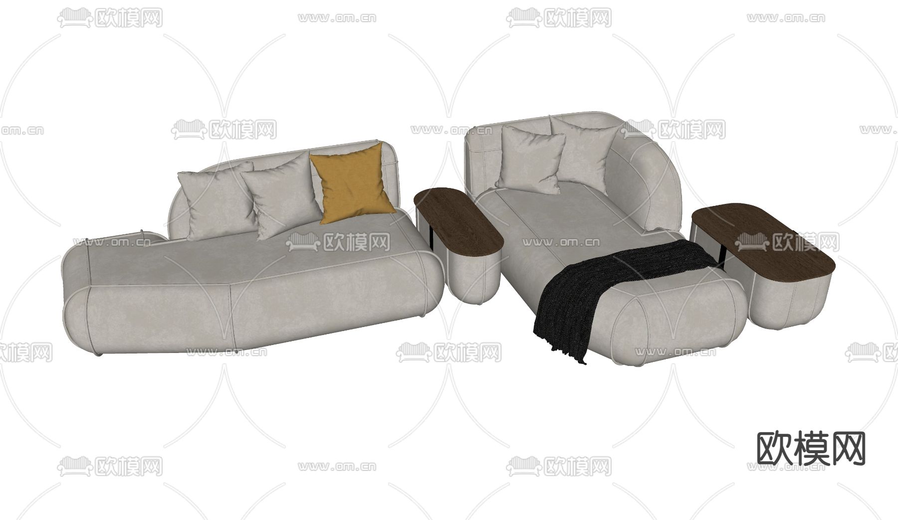 现代多人沙发su模型下载（渲染图1）