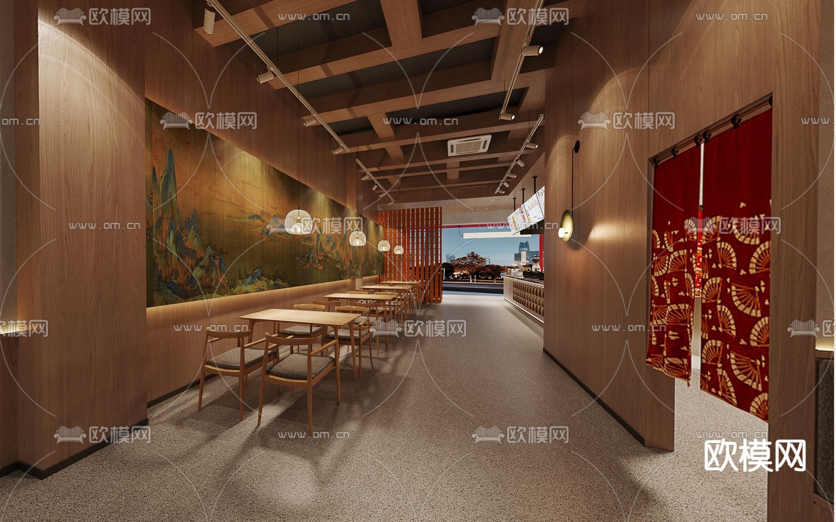 中式茶饮店 奶茶店3d模型下载（渲染图4）