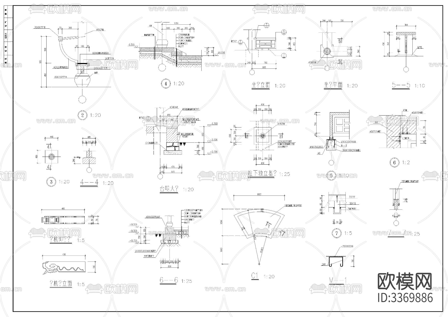 古建长廊建筑cad大样图下载（渲染图5）