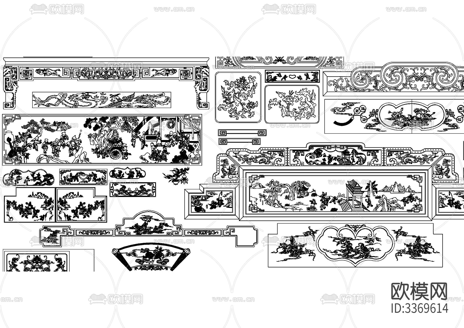 中式雕花素材cad图库下载（渲染图5）