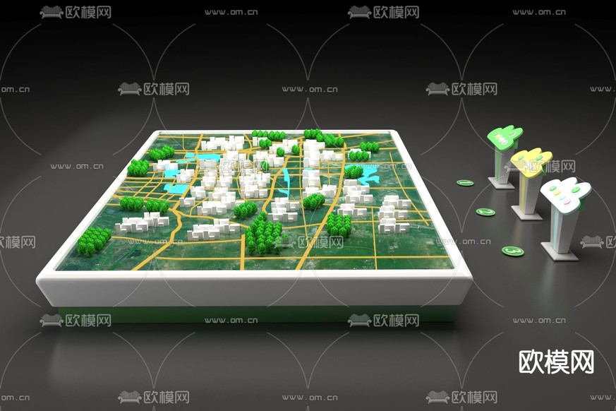 售楼处沙盘3d模型下载(渲染图1)