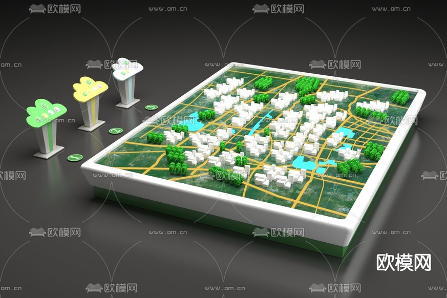 售楼处沙盘3d模型下载(渲染图2)