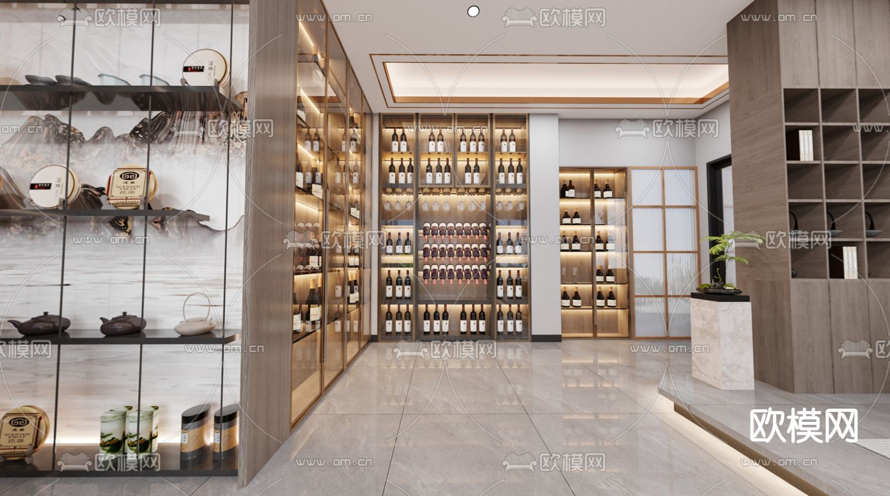 新中式烟酒店3d模型下载（渲染图2）