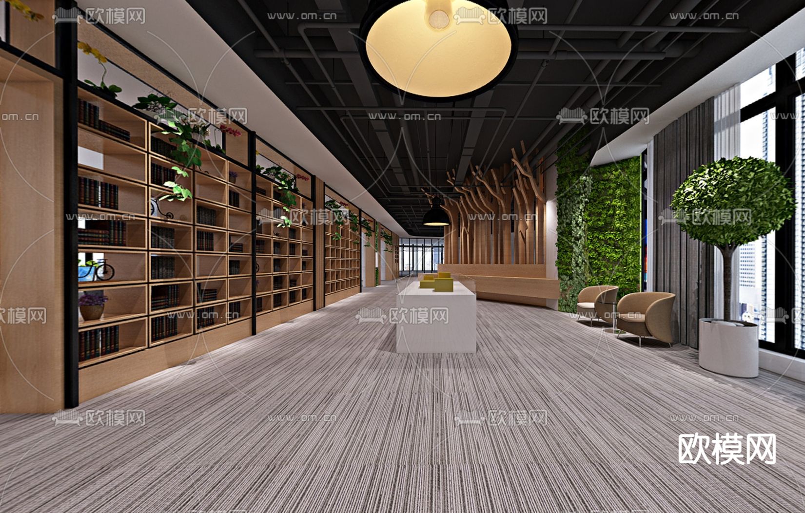 现代办公室 休息区3d模型下载（渲染图3）
