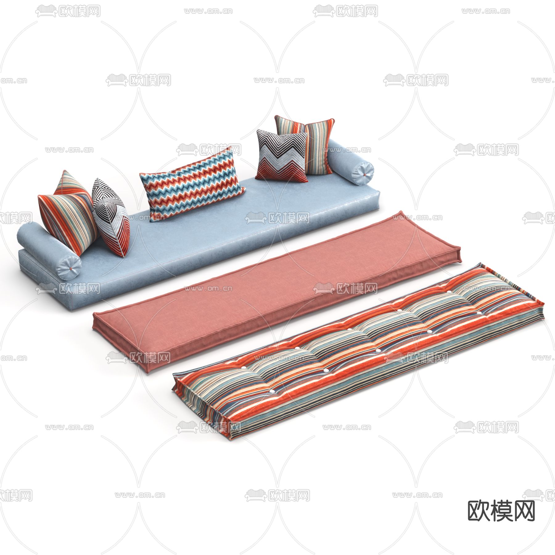 现代窗台垫 坐垫su模型下载（渲染图2）