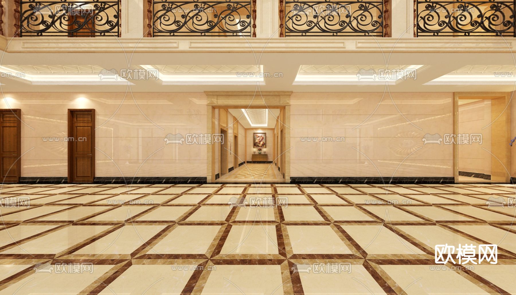 简欧酒店大厅3d模型下载（渲染图3）