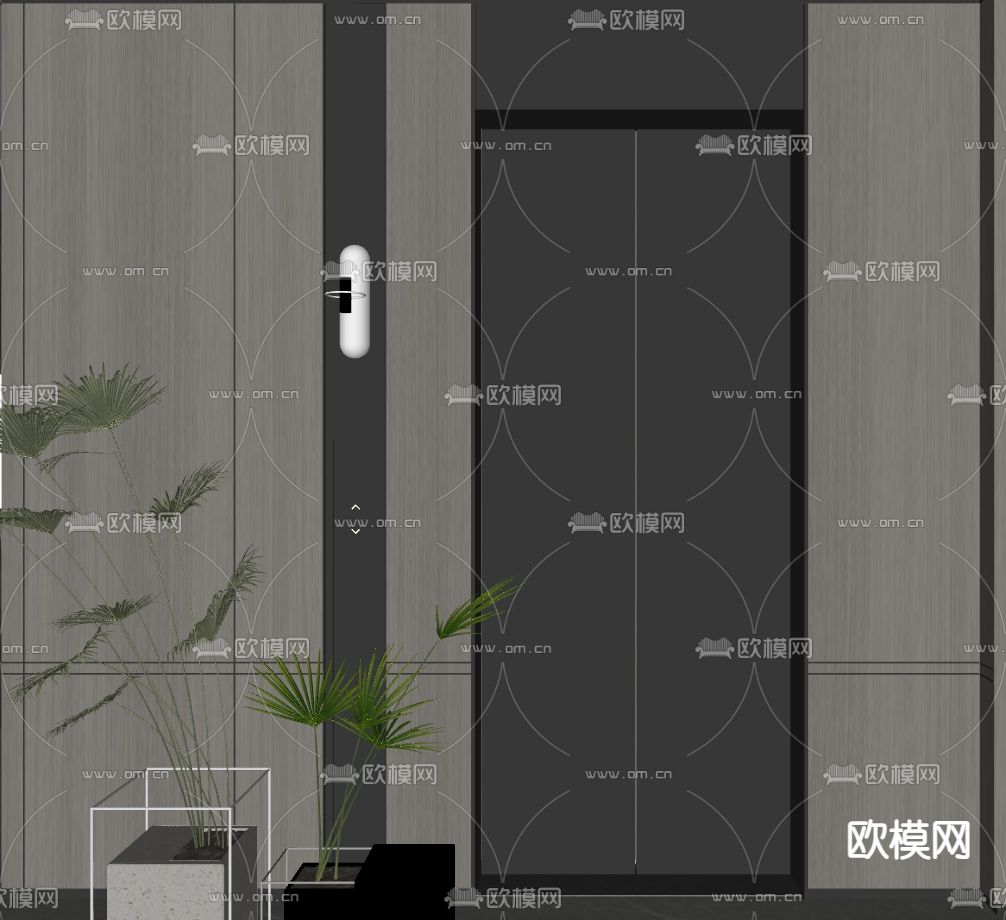 电梯门 电梯厅su模型下载（渲染图1）