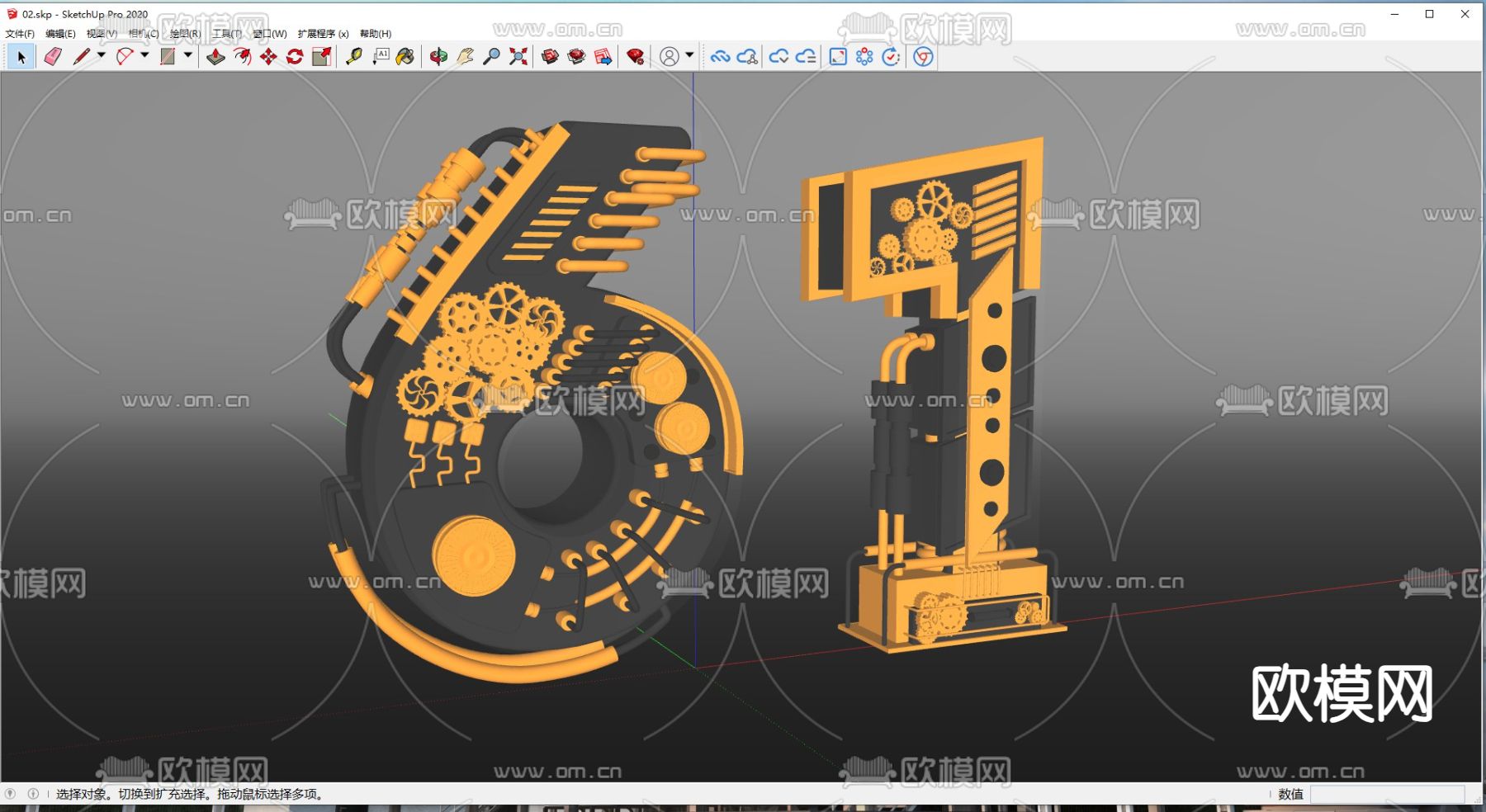 现代美陈雕像 61节日美陈su模型下载（渲染图1）