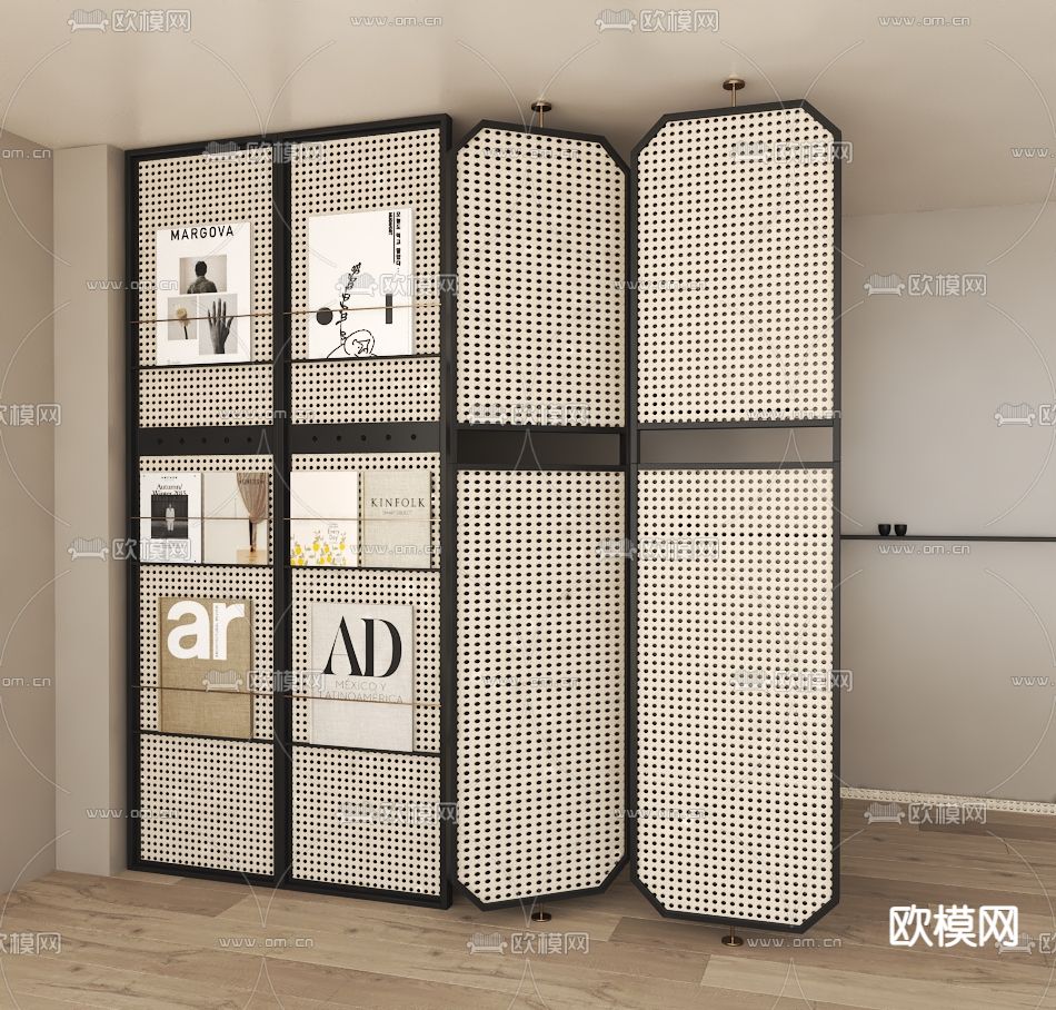 铁艺屏风 藤编屏风3d模型下载