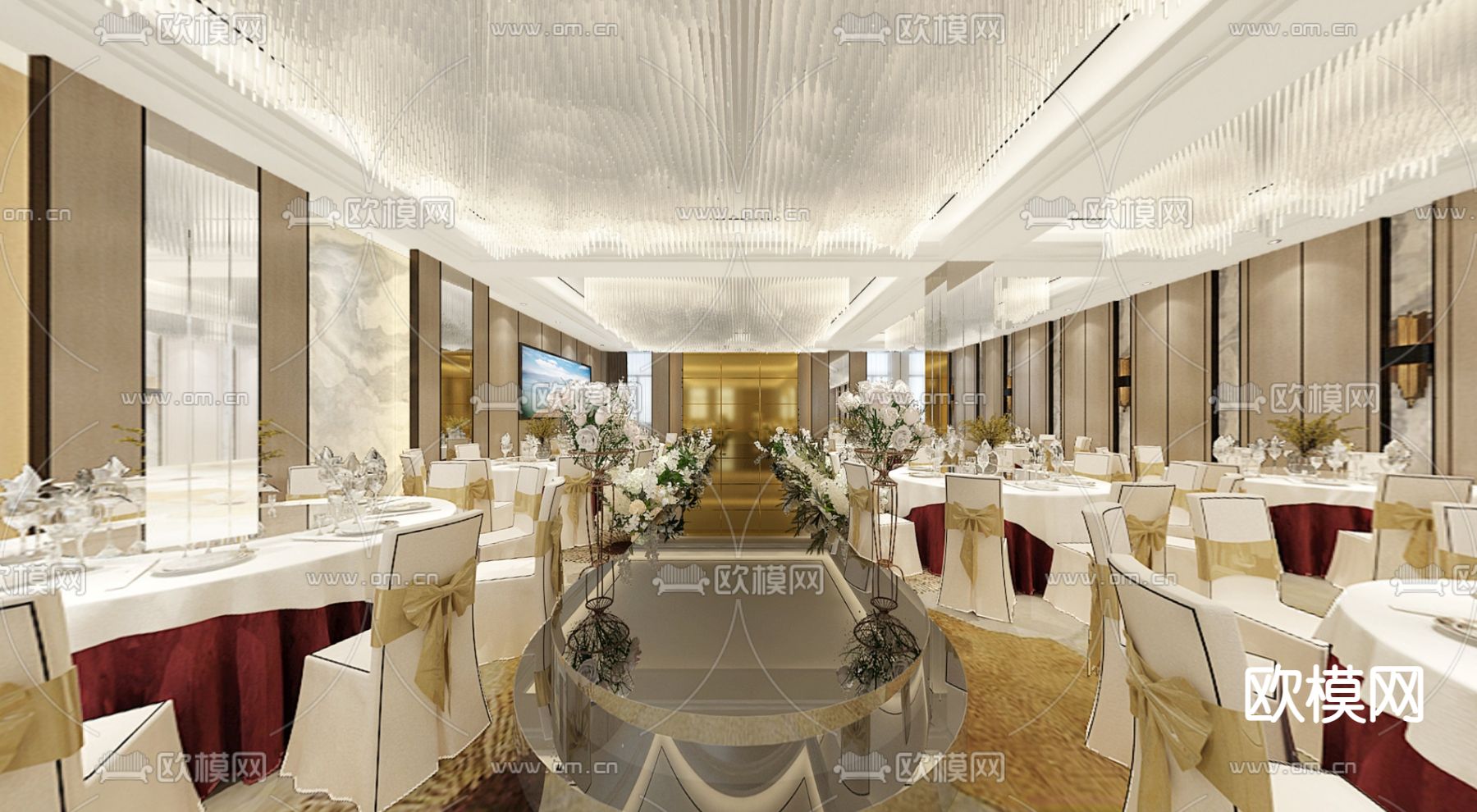 酒店宴会厅3d模型下载