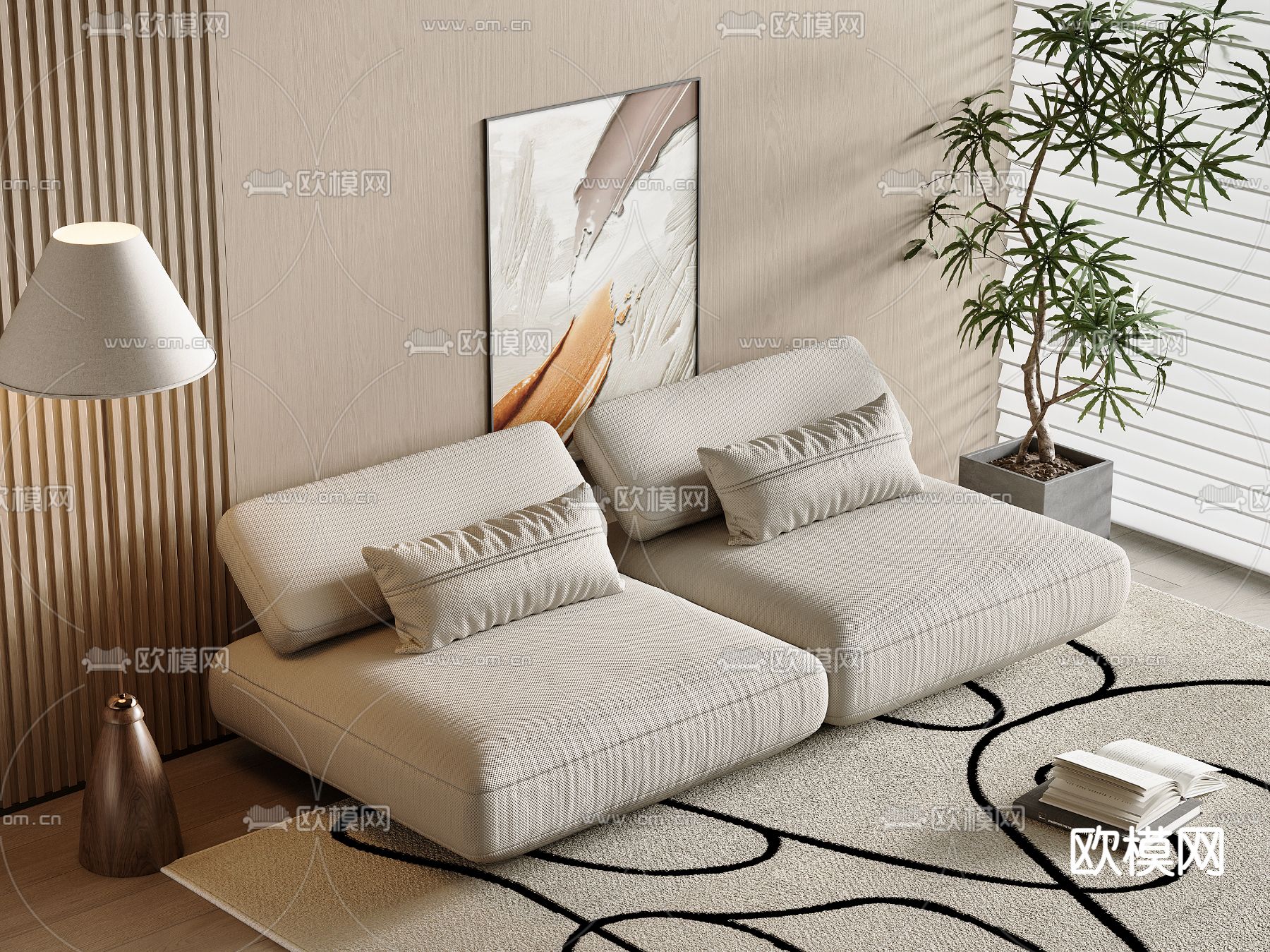 双人沙发 软体沙发3d模型下载