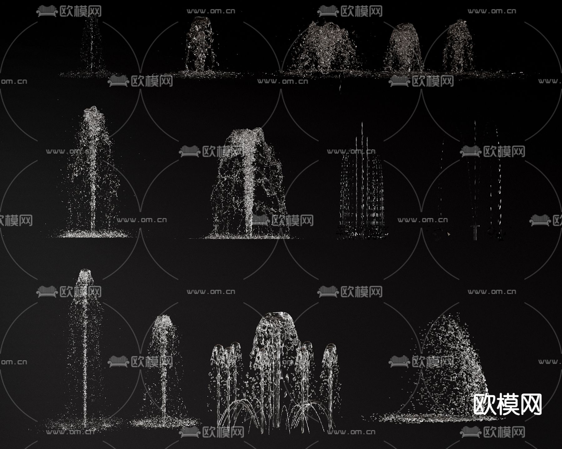 喷泉 流水 跌水3d模型下载