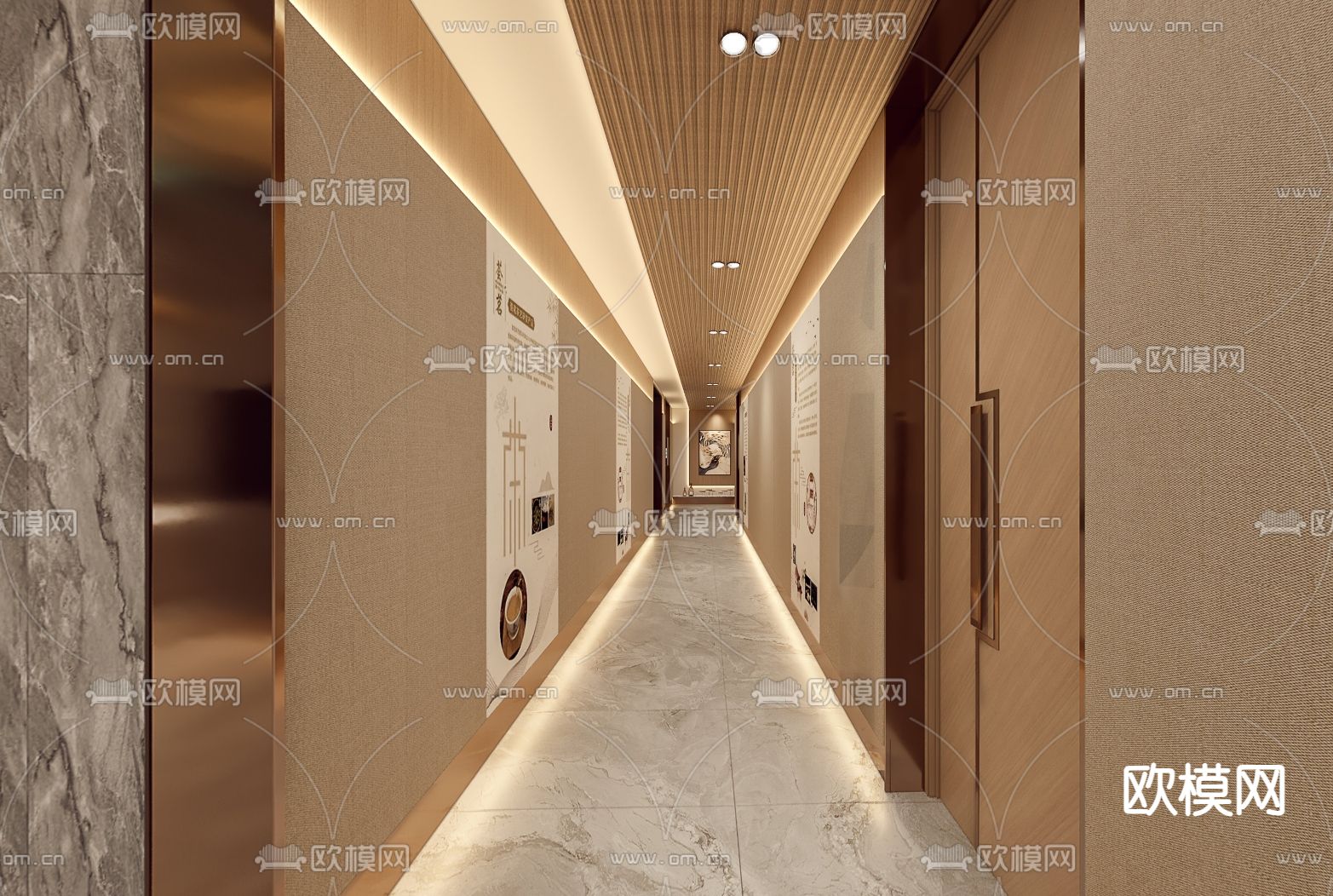 会所走廊 过道3d模型下载（渲染图2）
