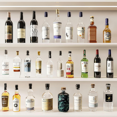  酒水 洋酒 红酒 酒瓶su模型 