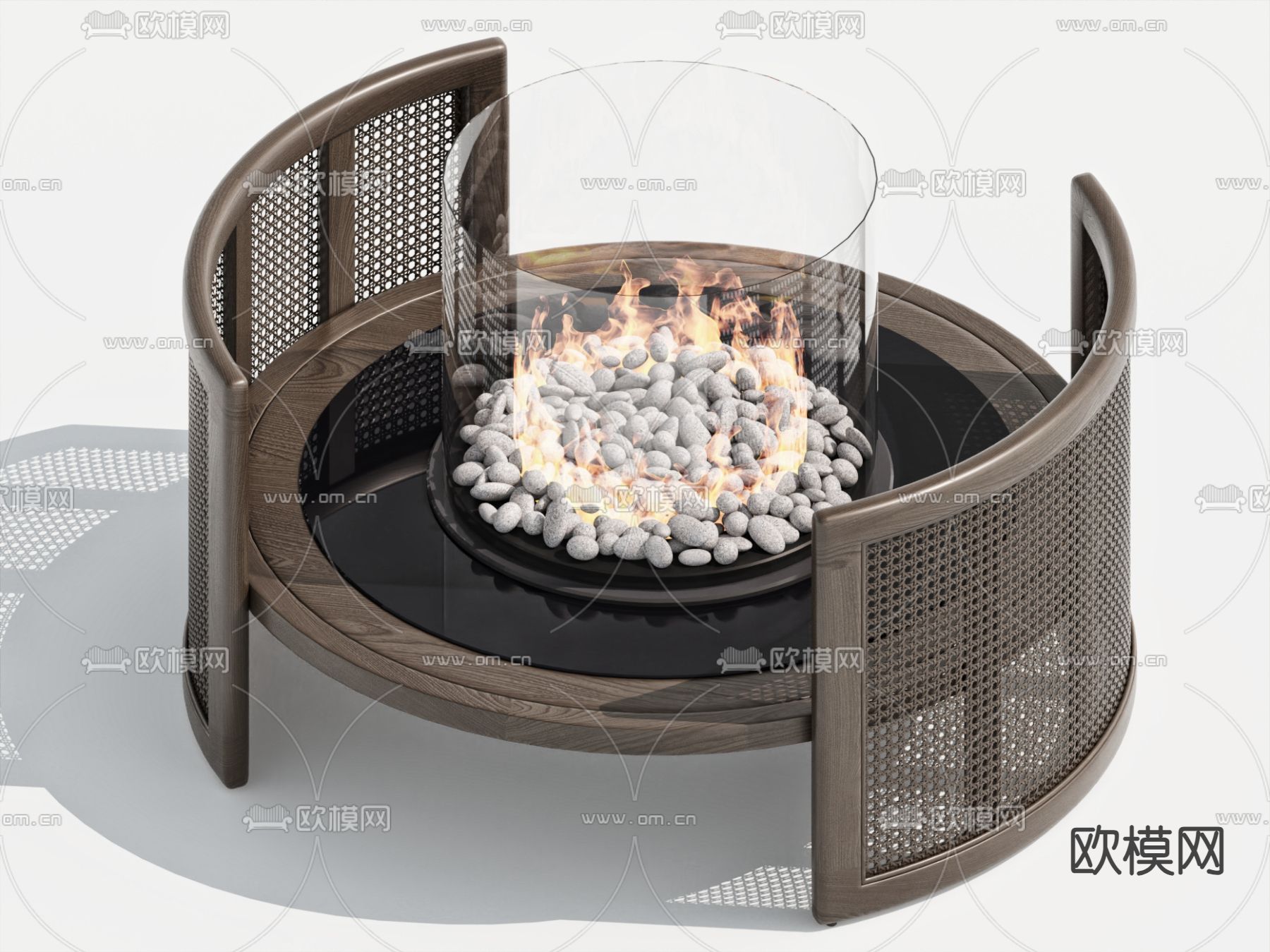 现代壁炉 电子火焰壁炉 圆形火炉3d模型下载