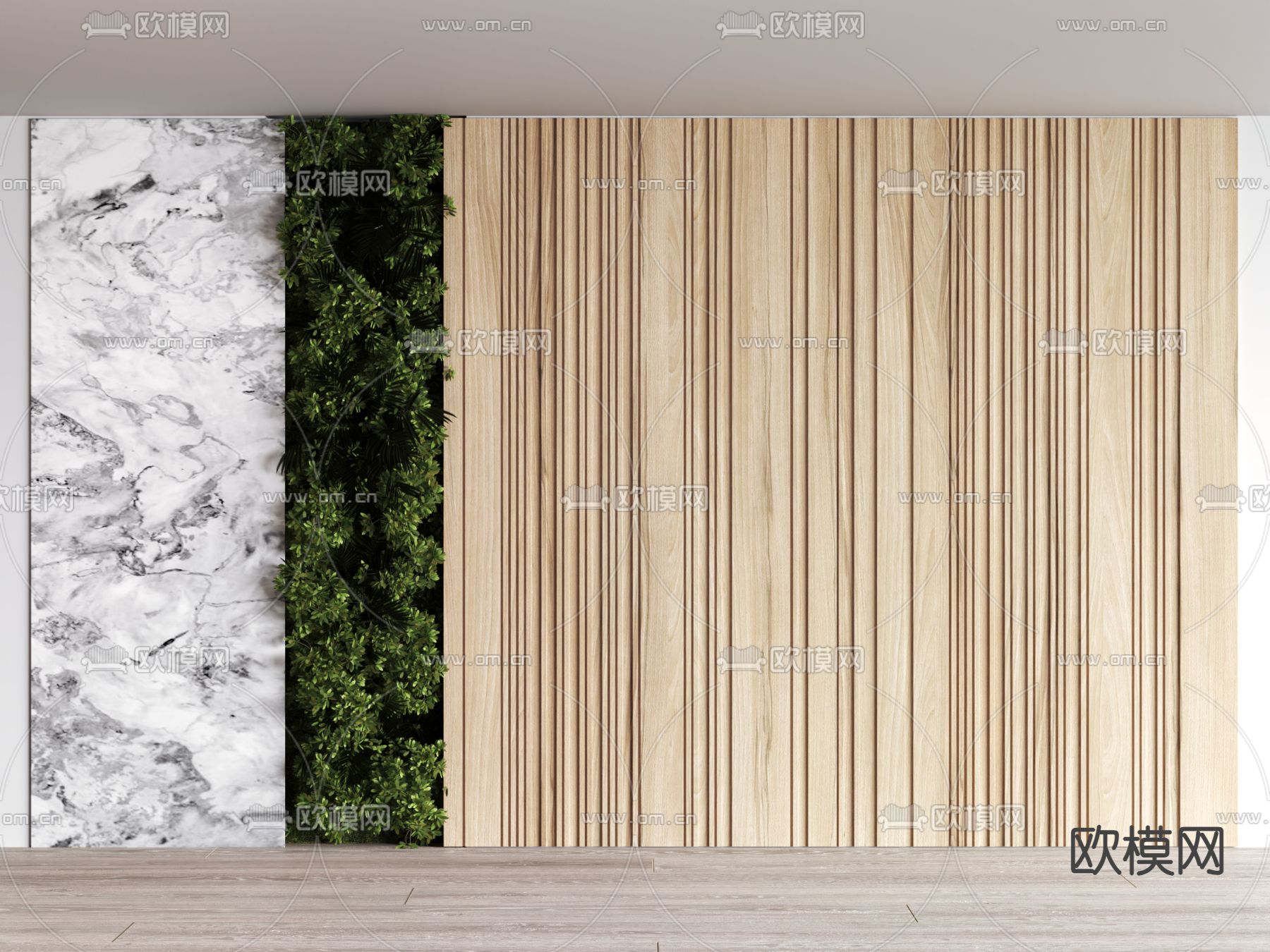 绿植造型背景墙 绿植墙su模型下载（渲染图2）