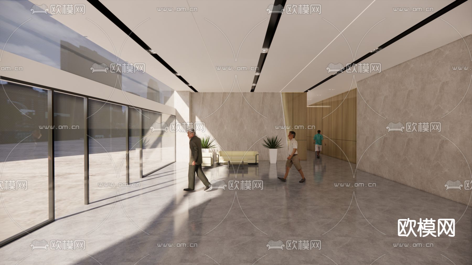 公司大厅su模型下载（渲染图2）
