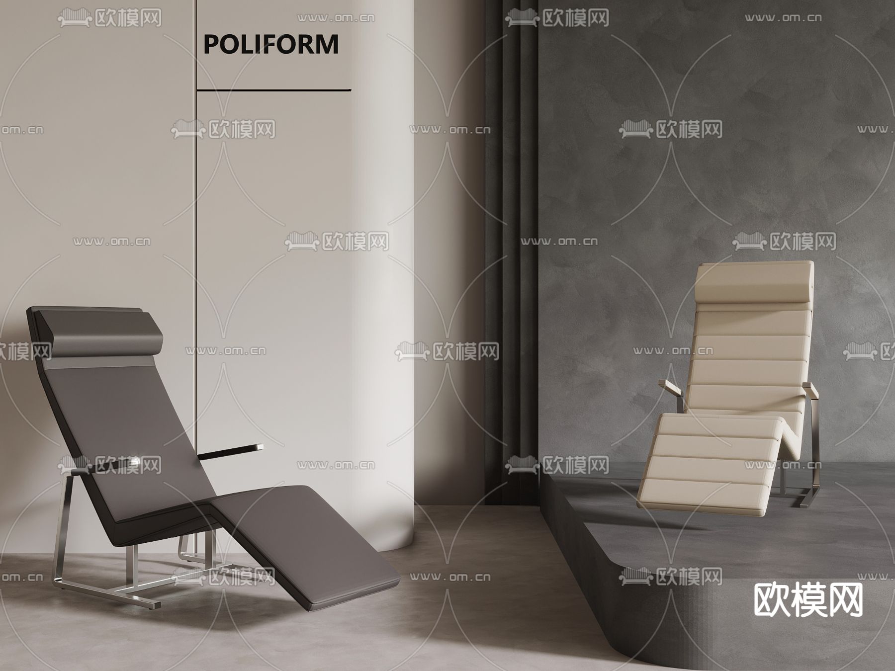 休闲椅 躺椅su模型下载（渲染图2）