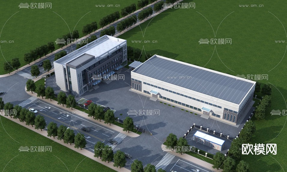 厂房鸟瞰3d模型下载
