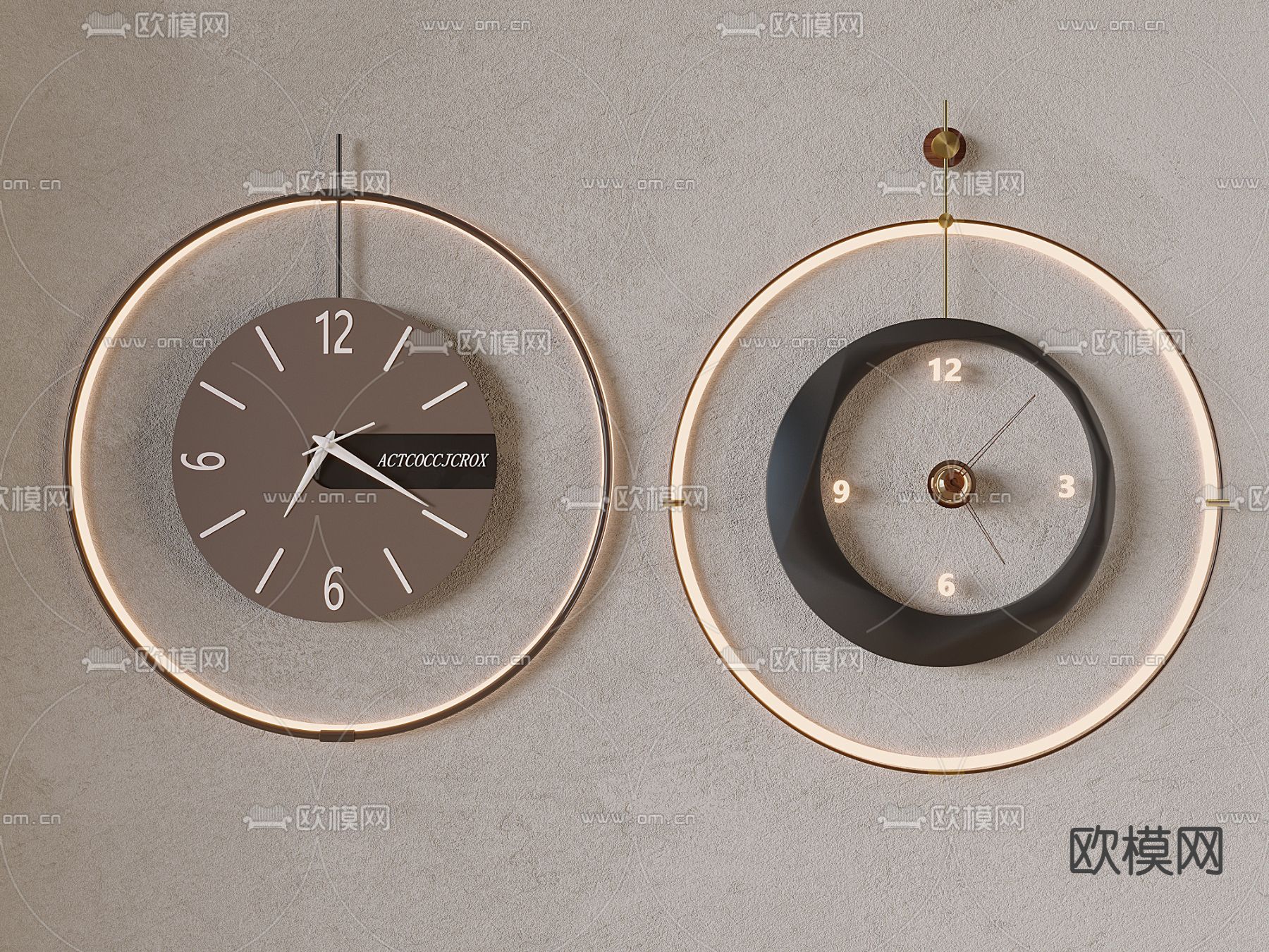 现代时钟 挂钟 钟表su模型下载（渲染图2）