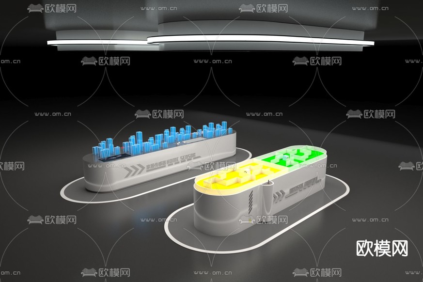 科技展台 建筑沙盘3d模型下载(渲染图1)