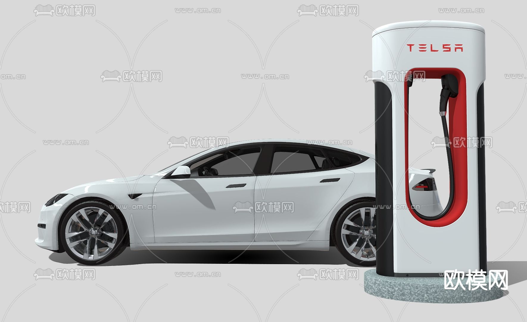 现代充电桩 充电站3d模型下载（渲染图1）